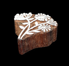 Indian Wood Printing Block - Flower Thistle (7cm)