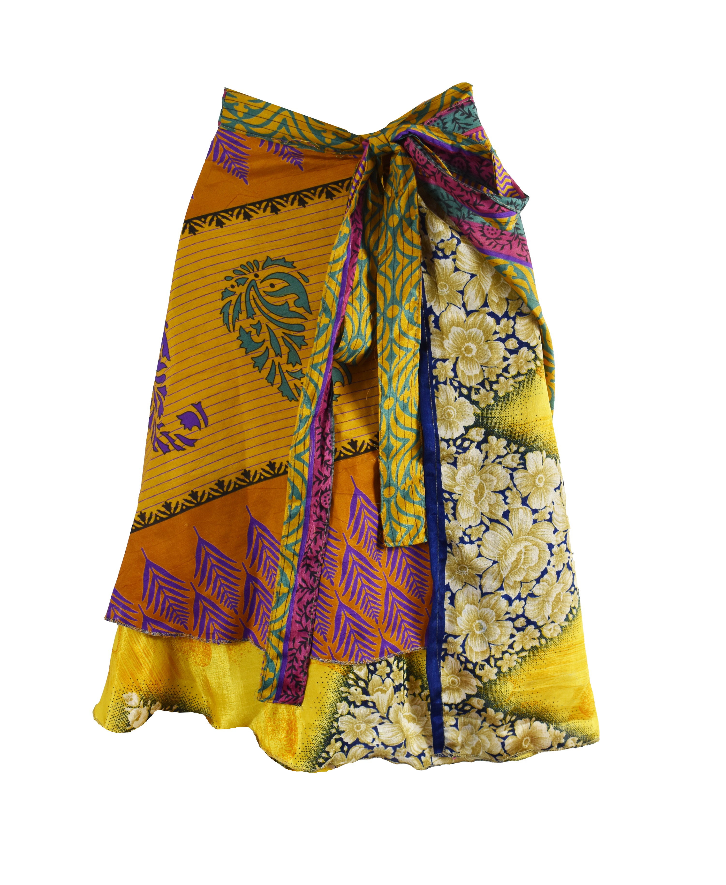 Knee Length Sari Silk Wrap Skirt 60"