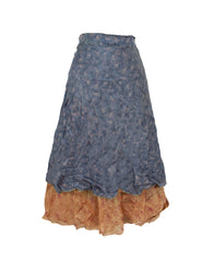 Tea Calf Length Sari Silk Wrap Skirt 48"