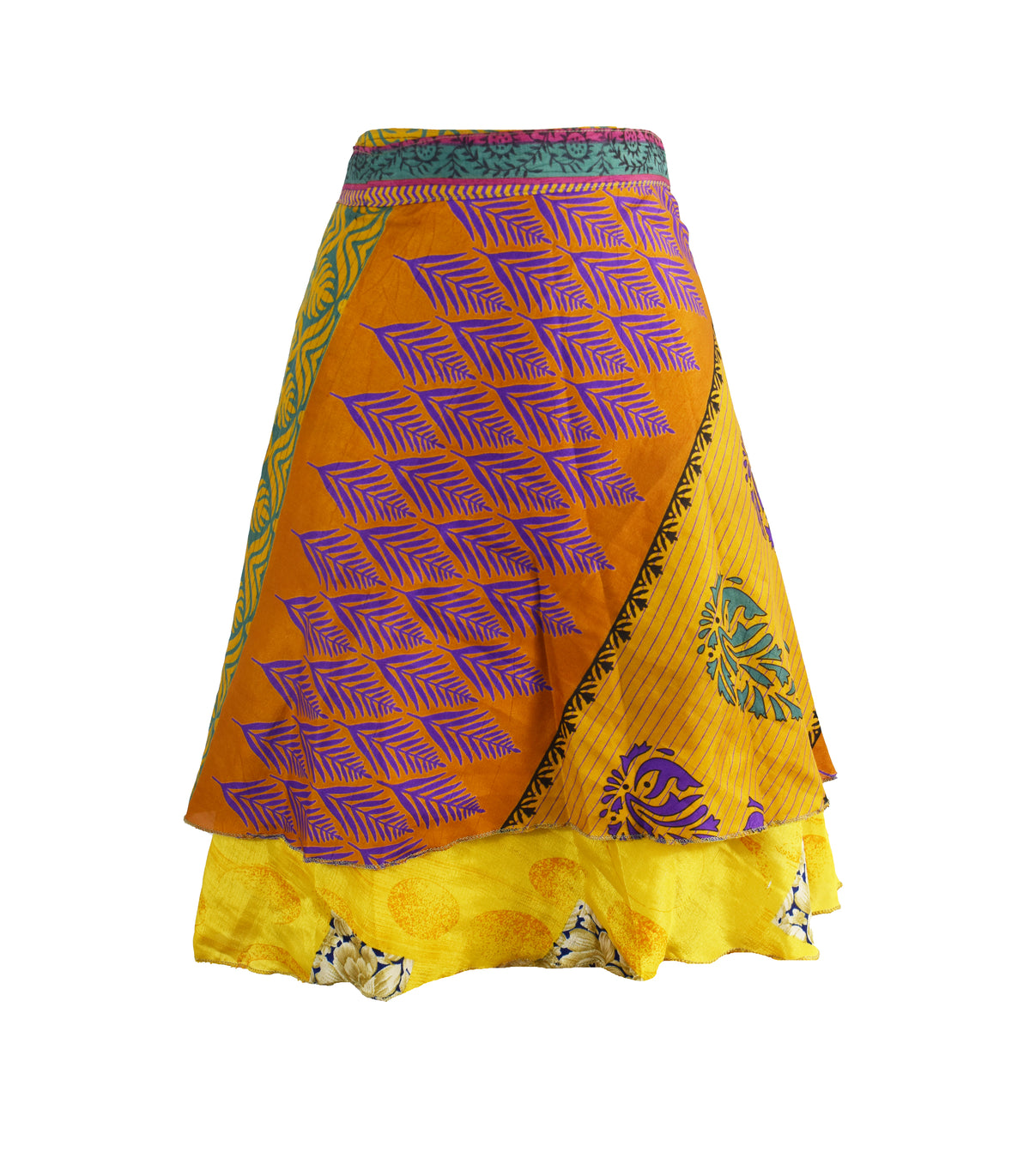 Knee Length Sari Silk Wrap Skirt 60"