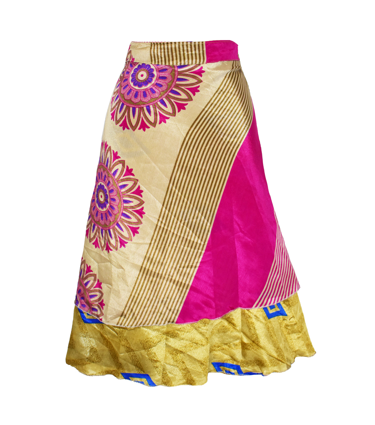 Knee Length Sari Silk Wrap Skirt 70"