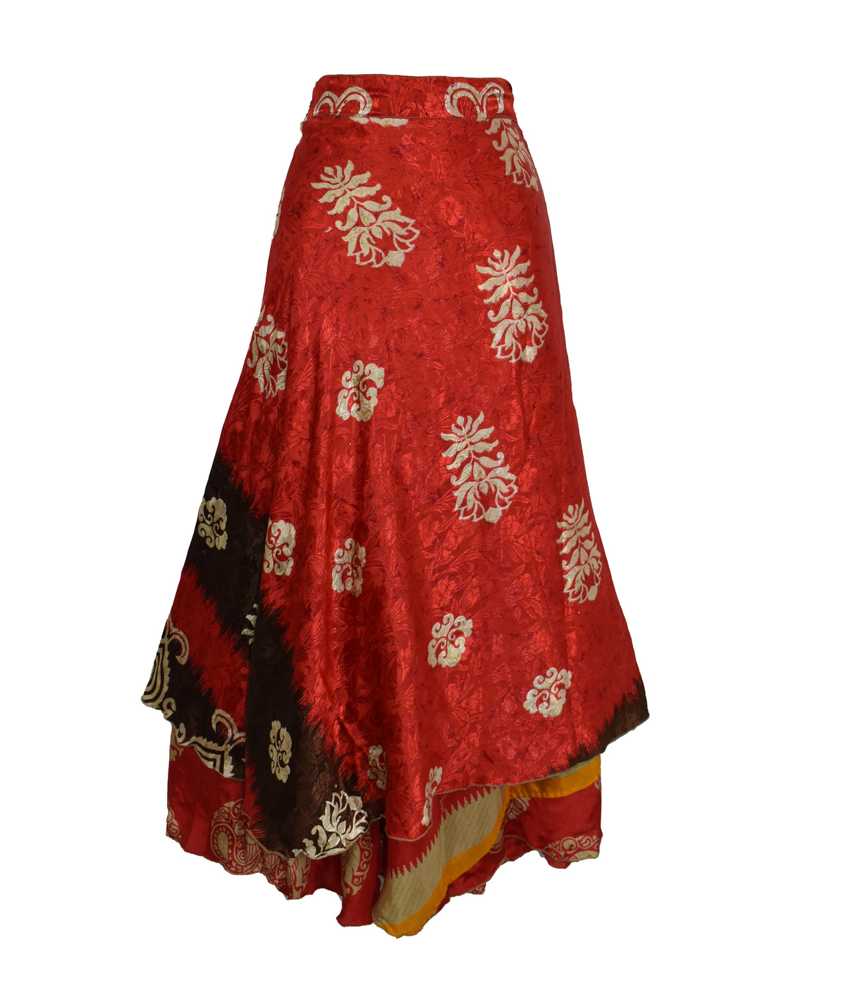 Long Sari Silk Wrap Skirt M 48"