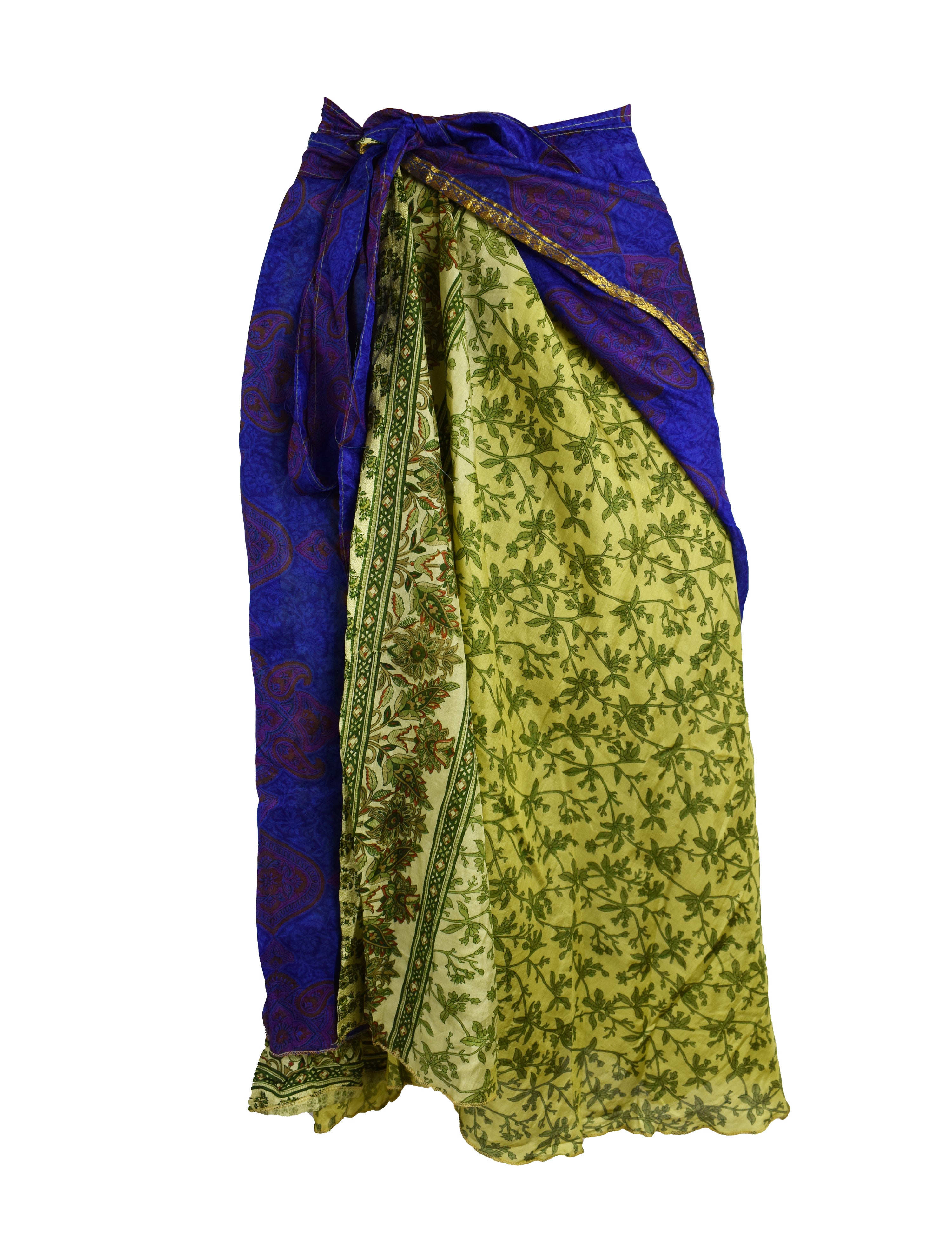 Tea Calf Length Sari Silk Wrap Skirt 48"