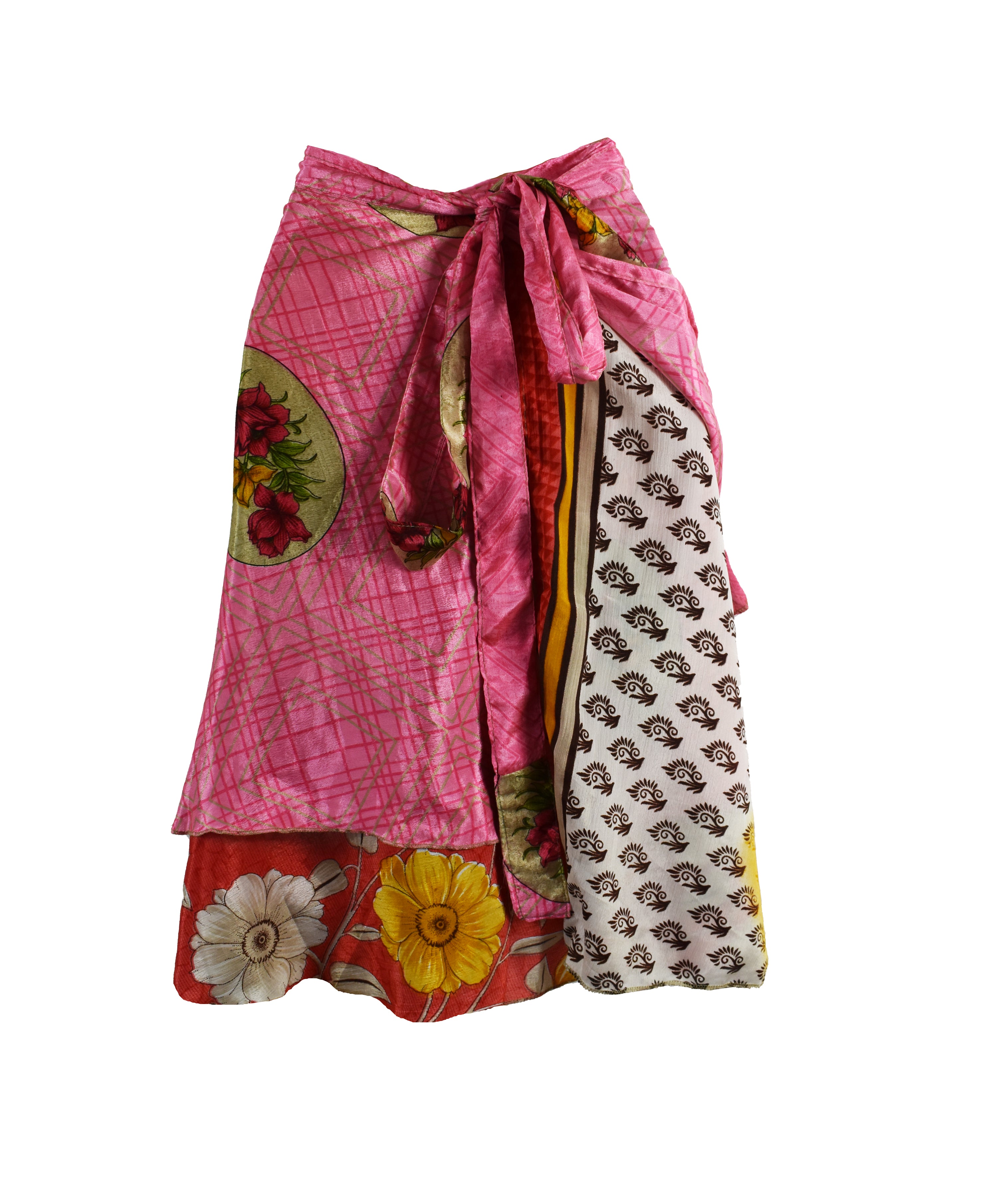 Knee Length Sari Silk Wrap Skirt 60"