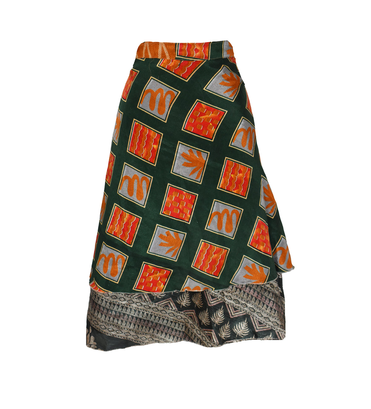 Knee Length Sari Silk Wrap Skirt 70"