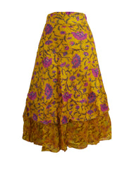 Tea Calf Length Sari Silk Wrap Skirt 48"
