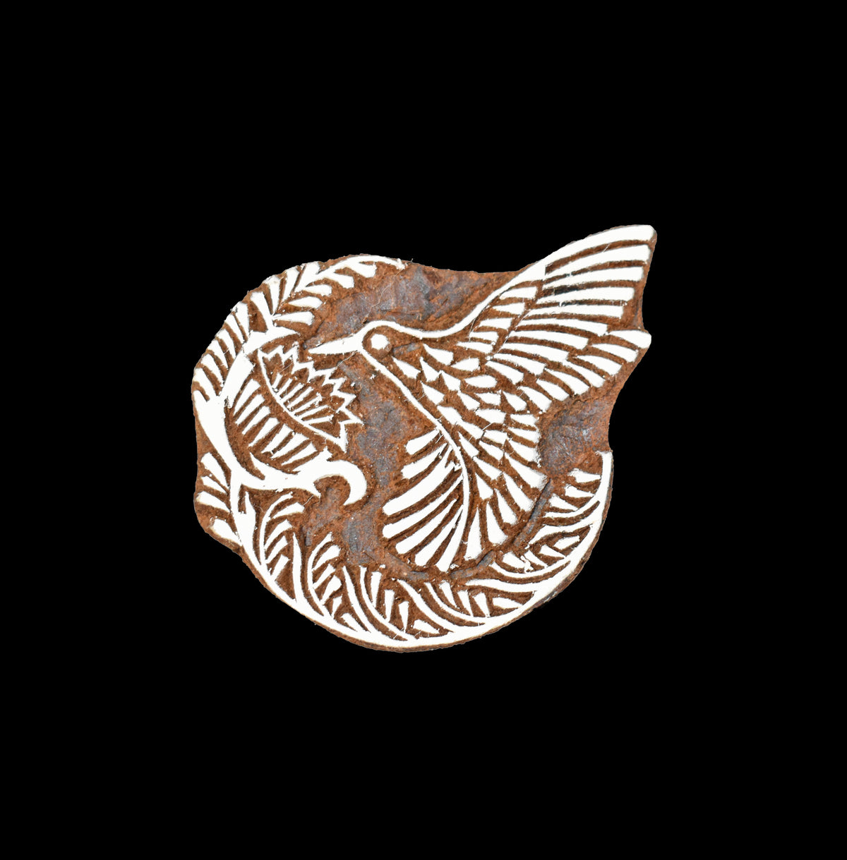 Indian Wood Printing Block - Hummingbird (10cm)