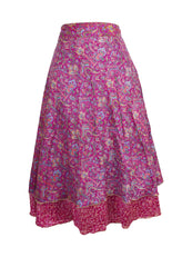 Tea Calf Length Sari Silk Wrap Skirt 48"