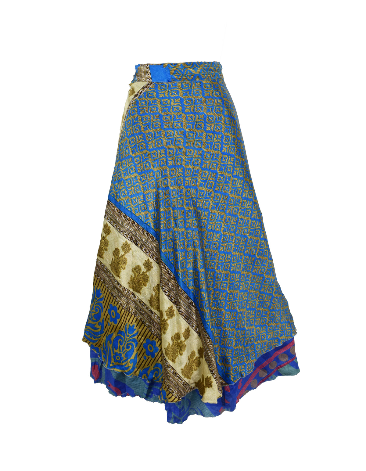 Long Sari Silk Wrap Skirt M 48"