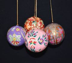 Set of 4 Large Fair Trade Hand-Painted Christmas Baubles