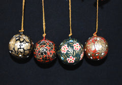 Set of 4 Small Fair Trade Hand-Painted Christmas Baubles
