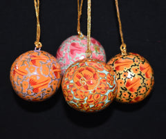 Set of 4 Small Fair Trade Hand-Painted Christmas Baubles