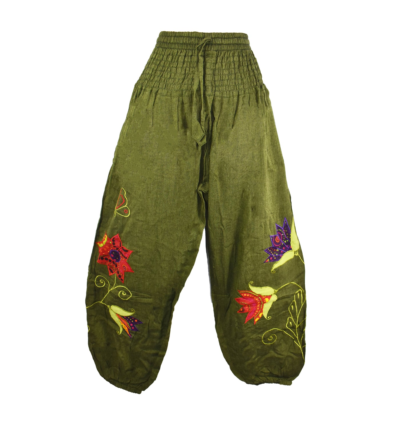 Hippy Butterfly & Flower Pattern Cotton Trousers