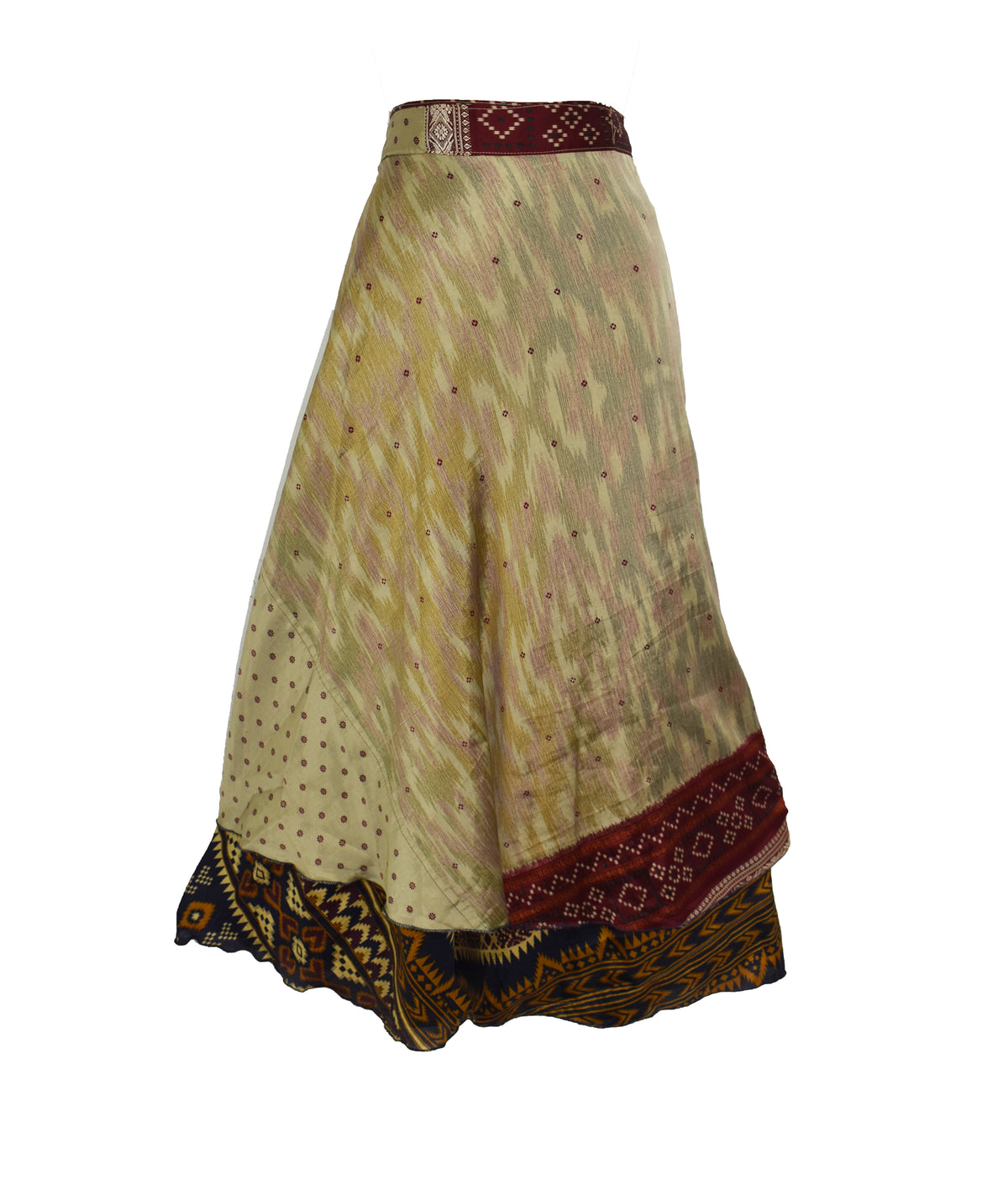 Long Sari Silk Wrap Skirt M 48"