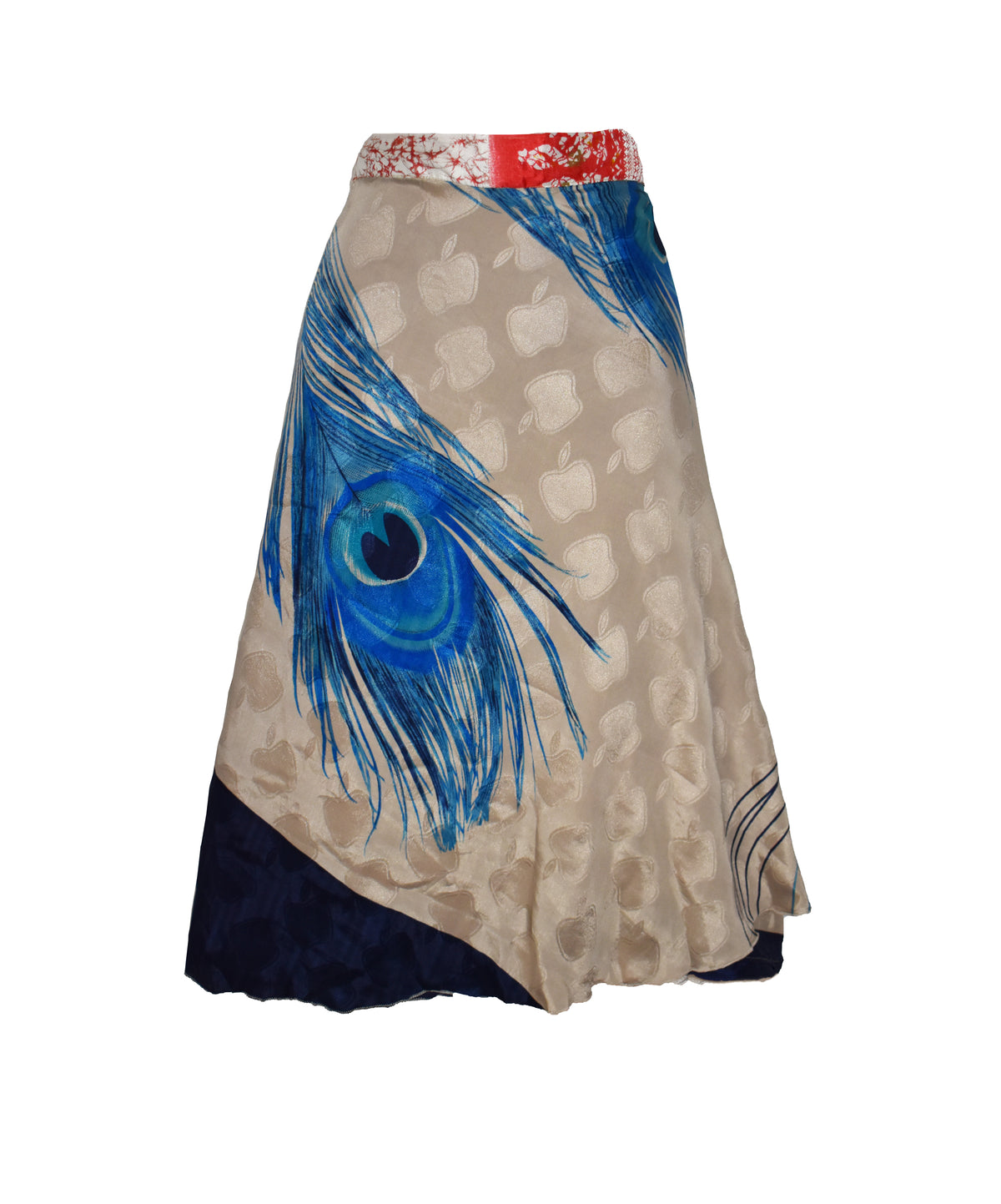 Tea Calf Length Sari Silk Wrap Skirt 70"