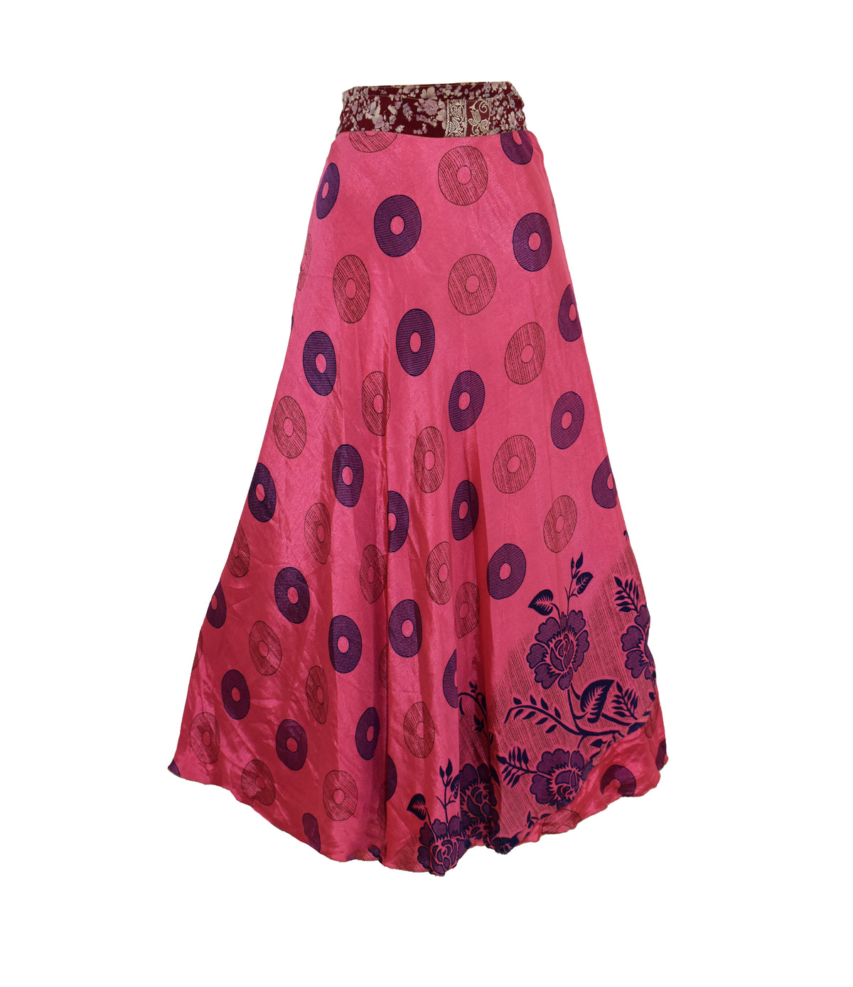 Long Sari Silk Wrap Skirt S 44"