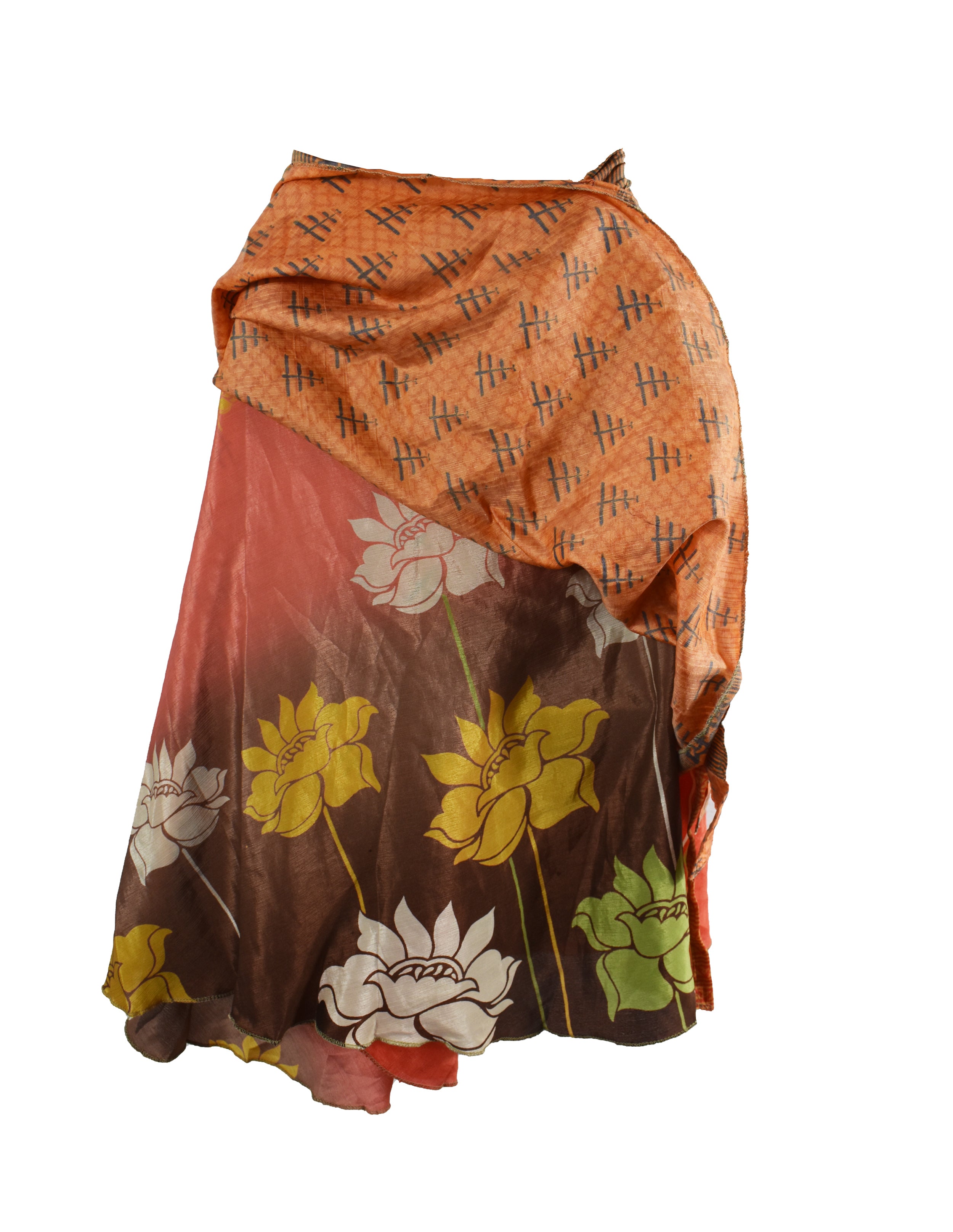 Knee Length Sari Silk Wrap Skirt 58"