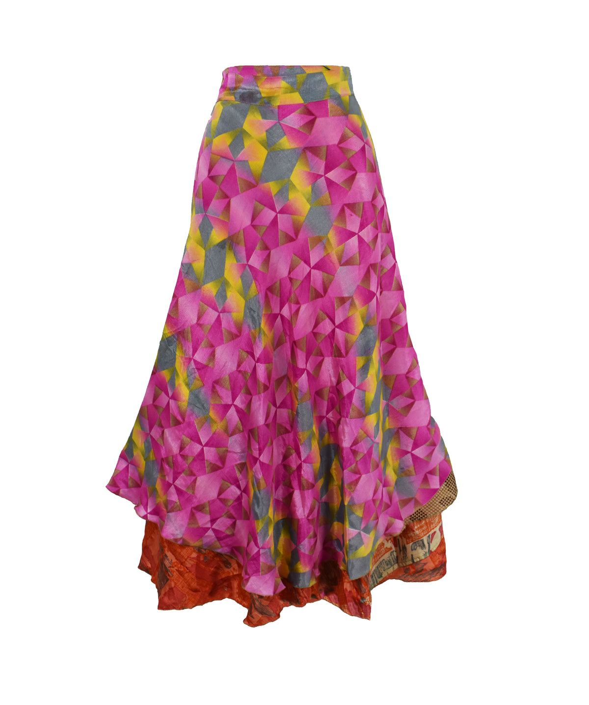 Long Sari Silk Wrap Skirt S 44"