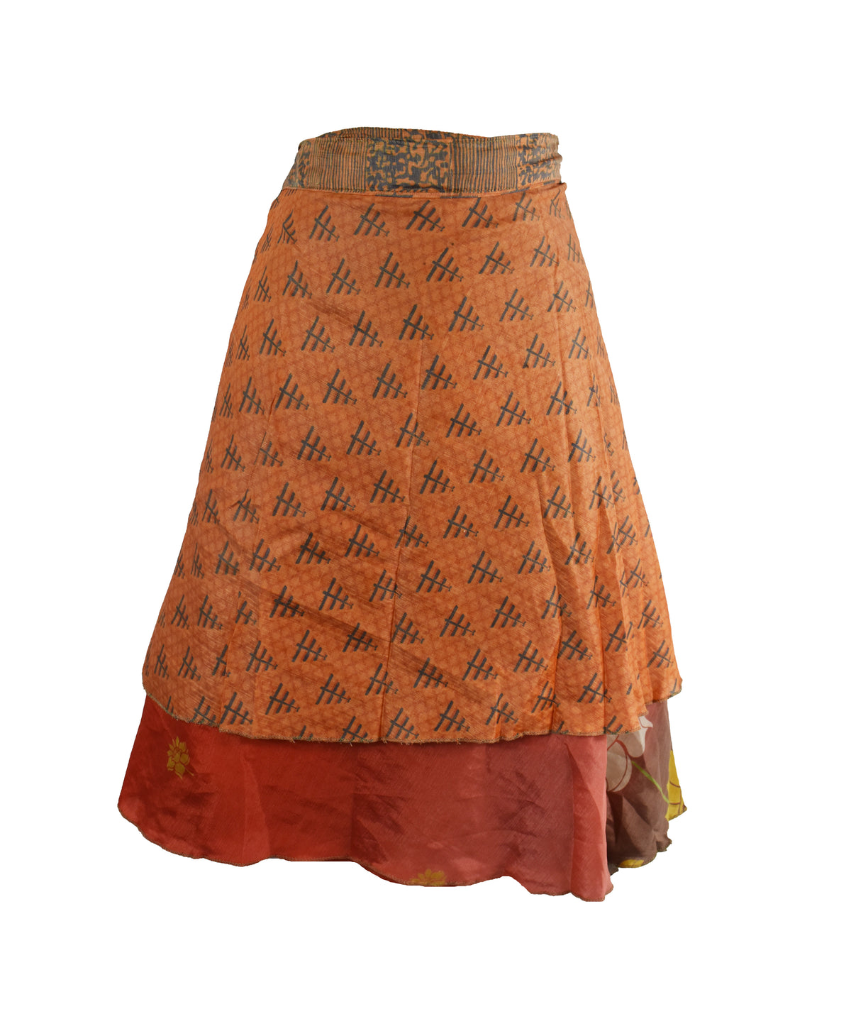 Knee Length Sari Silk Wrap Skirt 58"