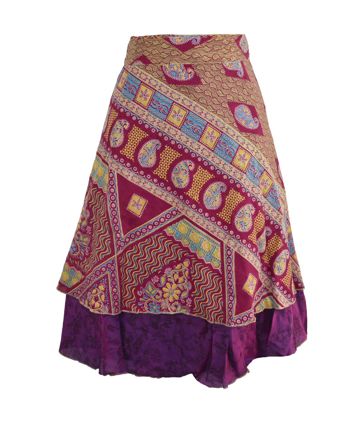 Knee Length Sari Silk Wrap Skirt 58"