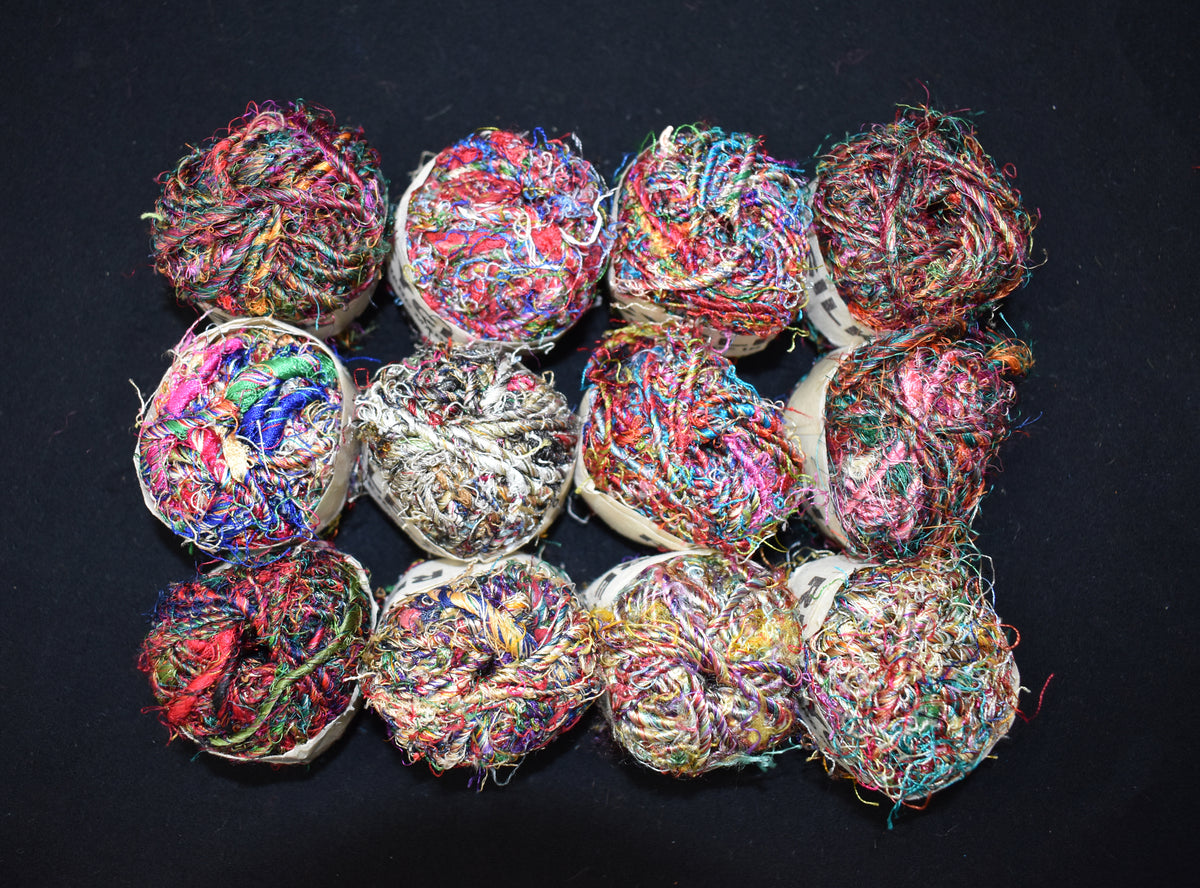 Recycled Sari Silk Thread Balls (12 Multipack)