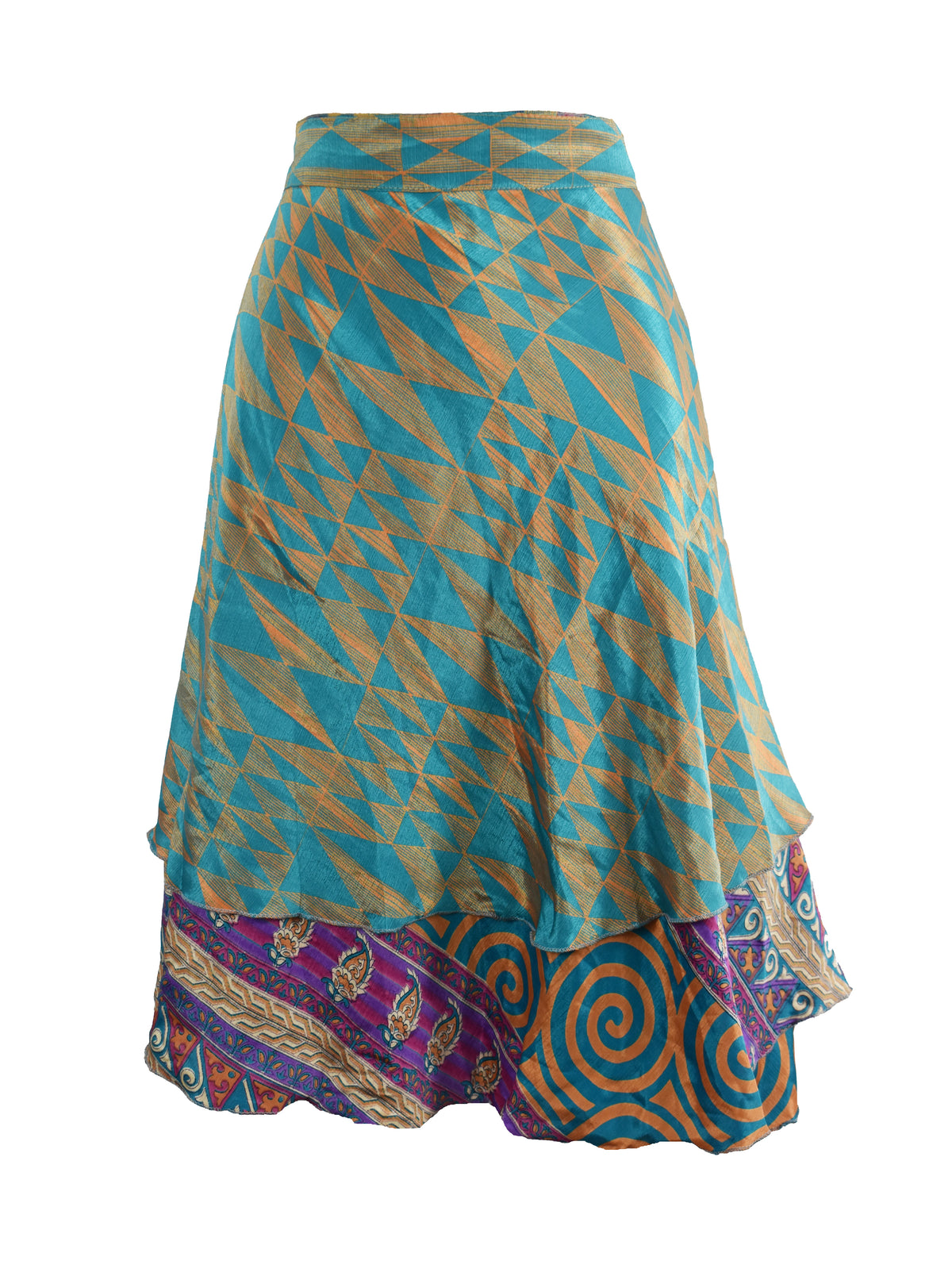 Knee Length Sari Silk Wrap Skirt 58"