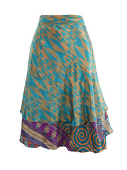 Knee Length Sari Silk Wrap Skirt 58"