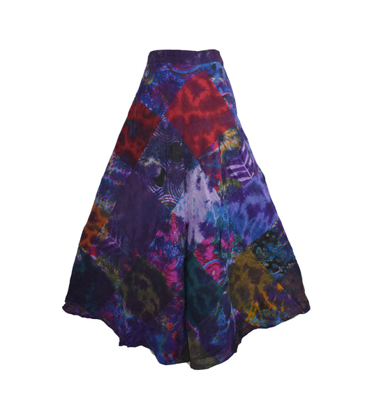 Tie Dye Patchwork Wrap Skirt