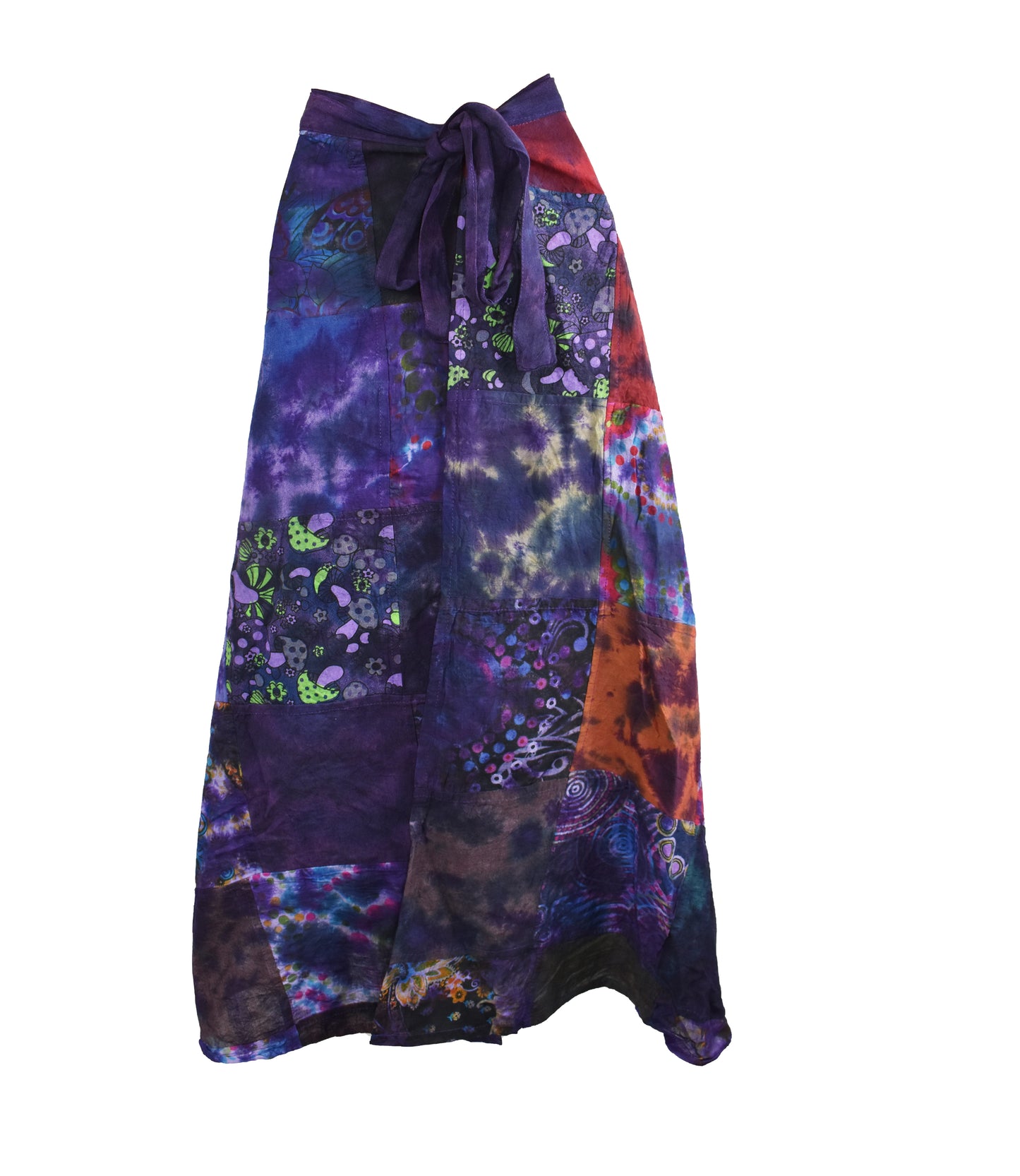 Tie Dye Patchwork Wrap Skirt