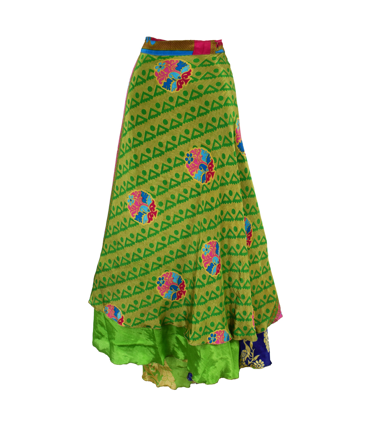 Long Sari Silk Wrap Skirt XL 64"