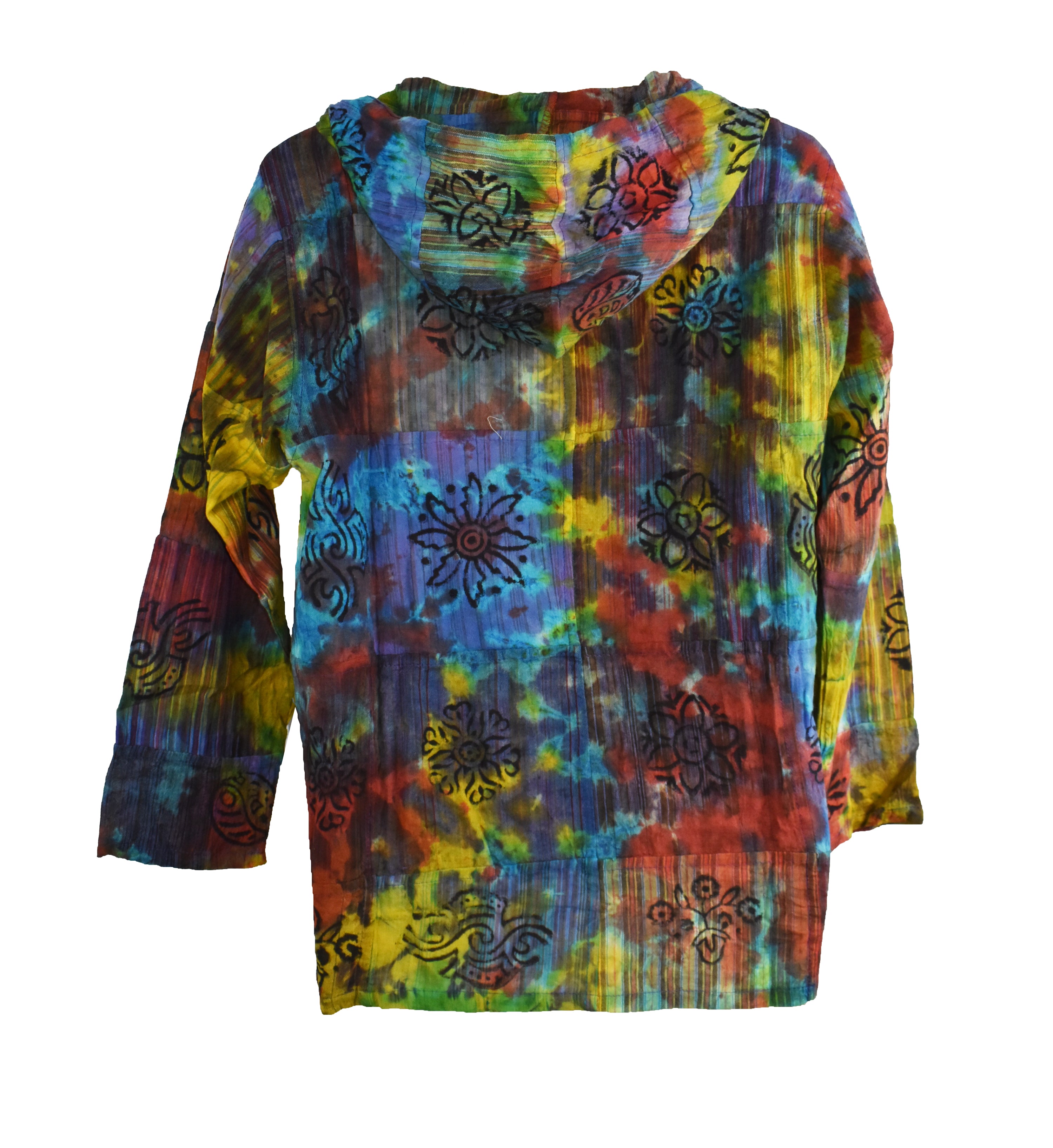 Patchwork Printed Cotton Hoody