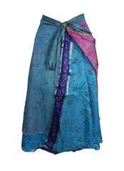 Tea Calf Length Sari Silk Wrap Skirt 48"