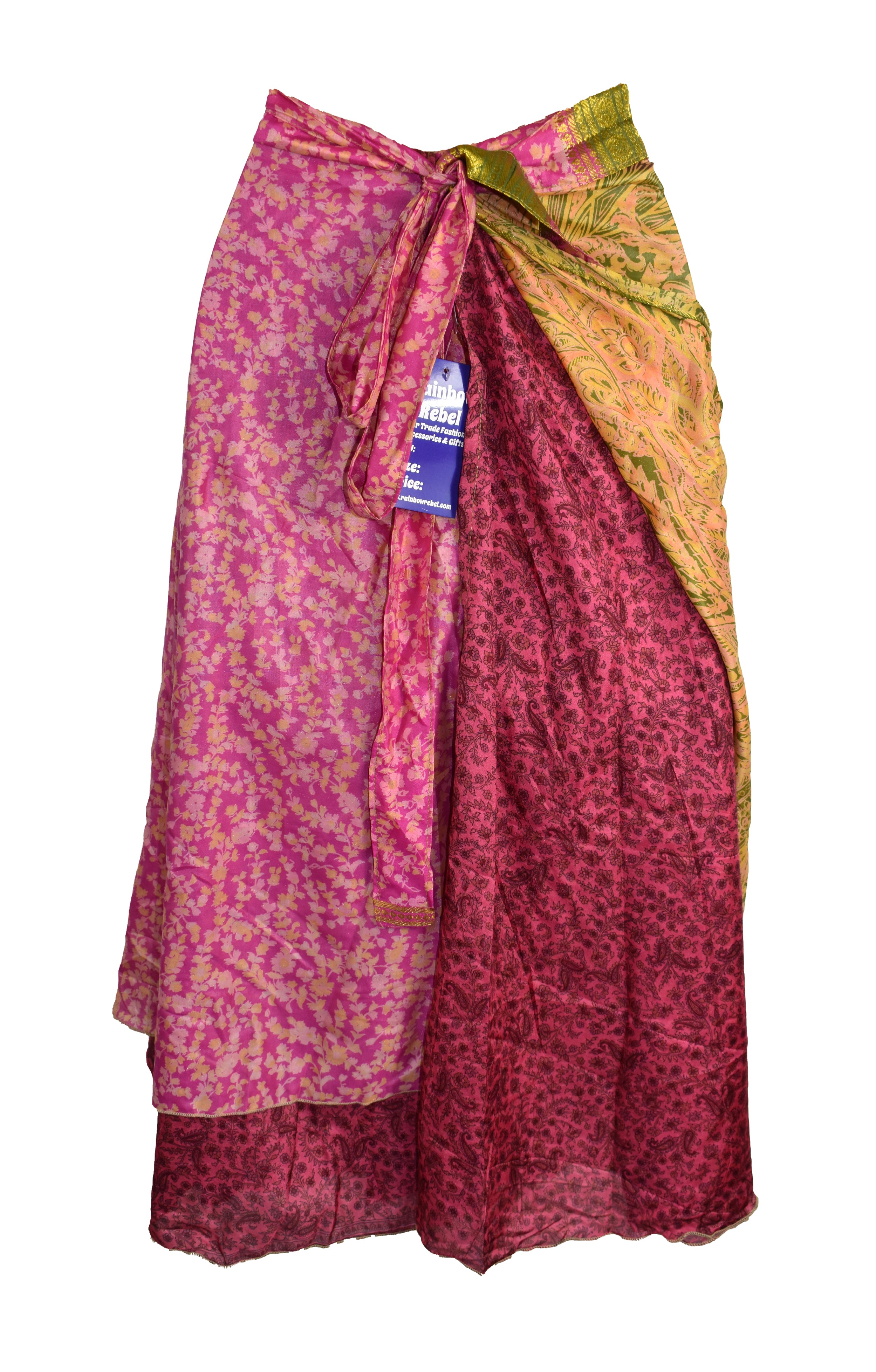 Tea Calf Length Sari Silk Wrap Skirt 46"