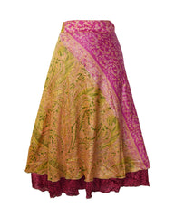 Tea Calf Length Sari Silk Wrap Skirt 46"