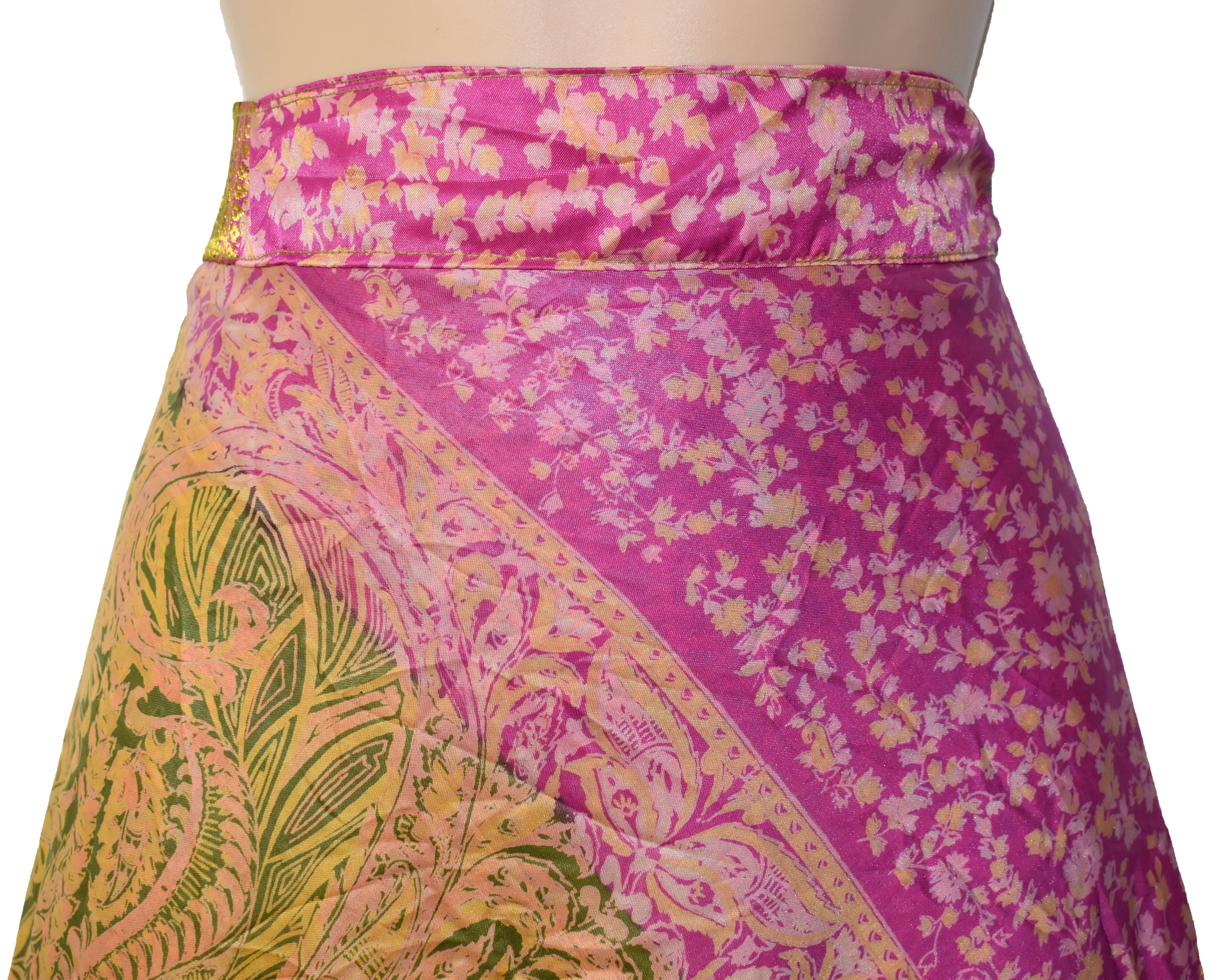 Tea Calf Length Sari Silk Wrap Skirt 46"