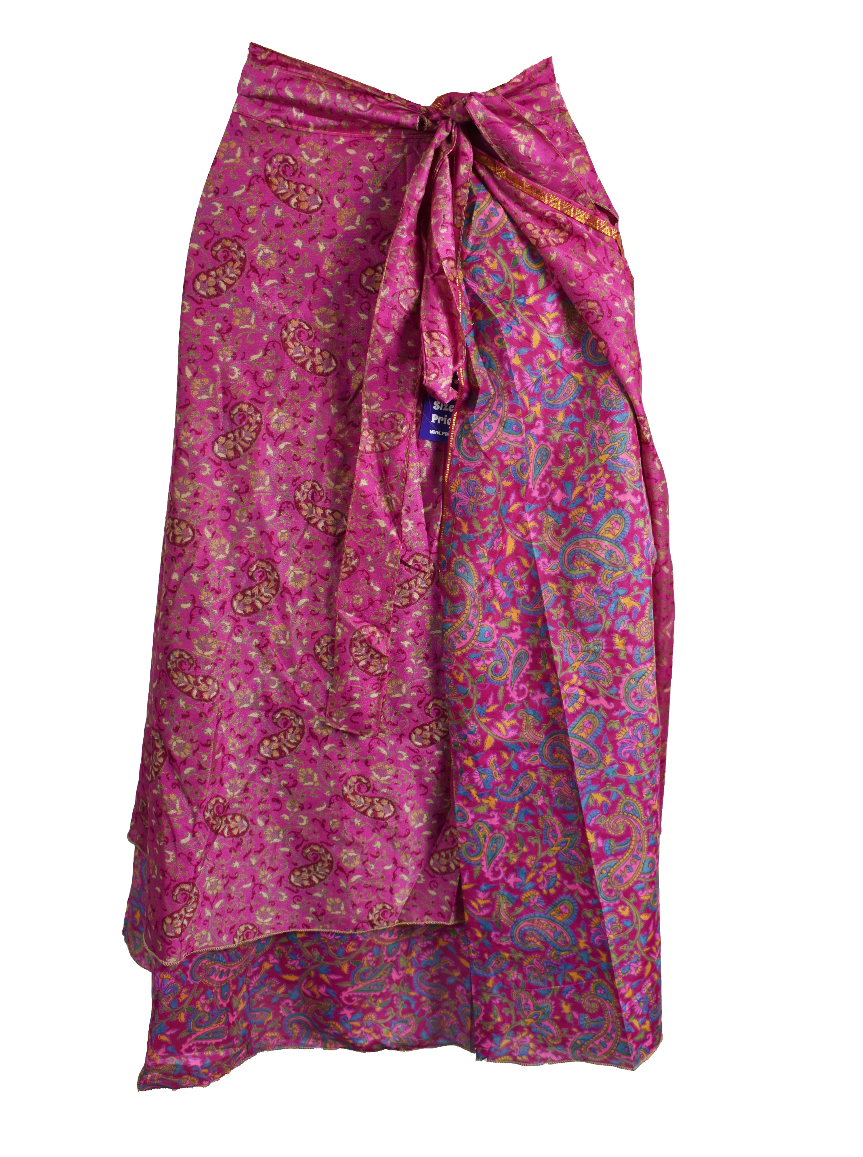 Tea Calf Length Sari Silk Wrap Skirt 44"