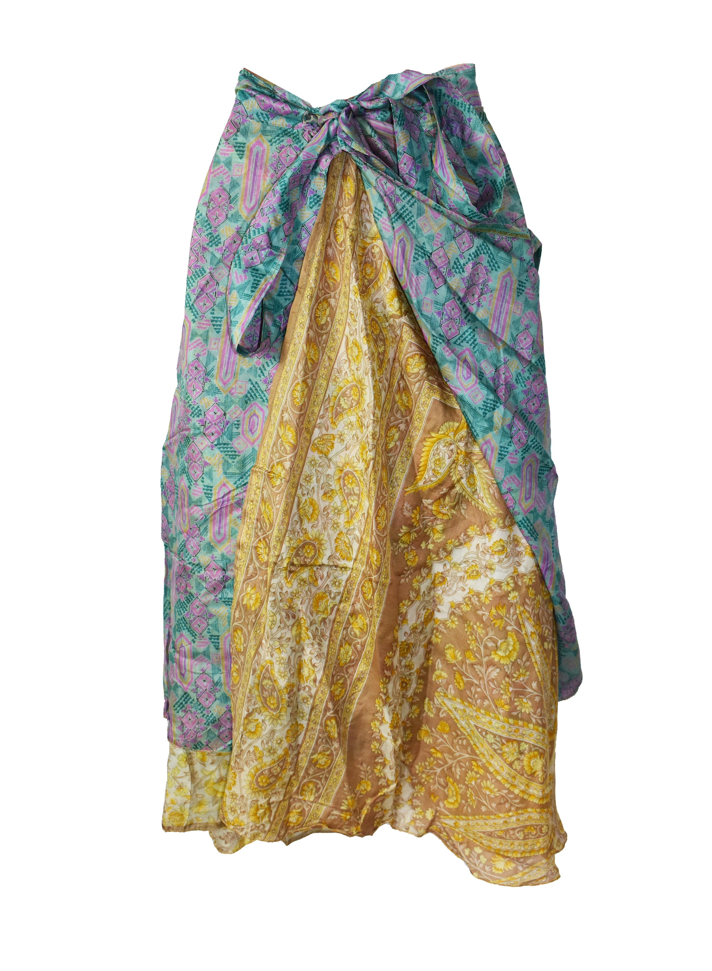 Tea Calf Length Sari Silk Wrap Skirt 48"
