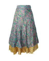 Tea Calf Length Sari Silk Wrap Skirt 48"