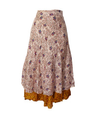 Tea Calf Length Sari Silk Wrap Skirt 48"
