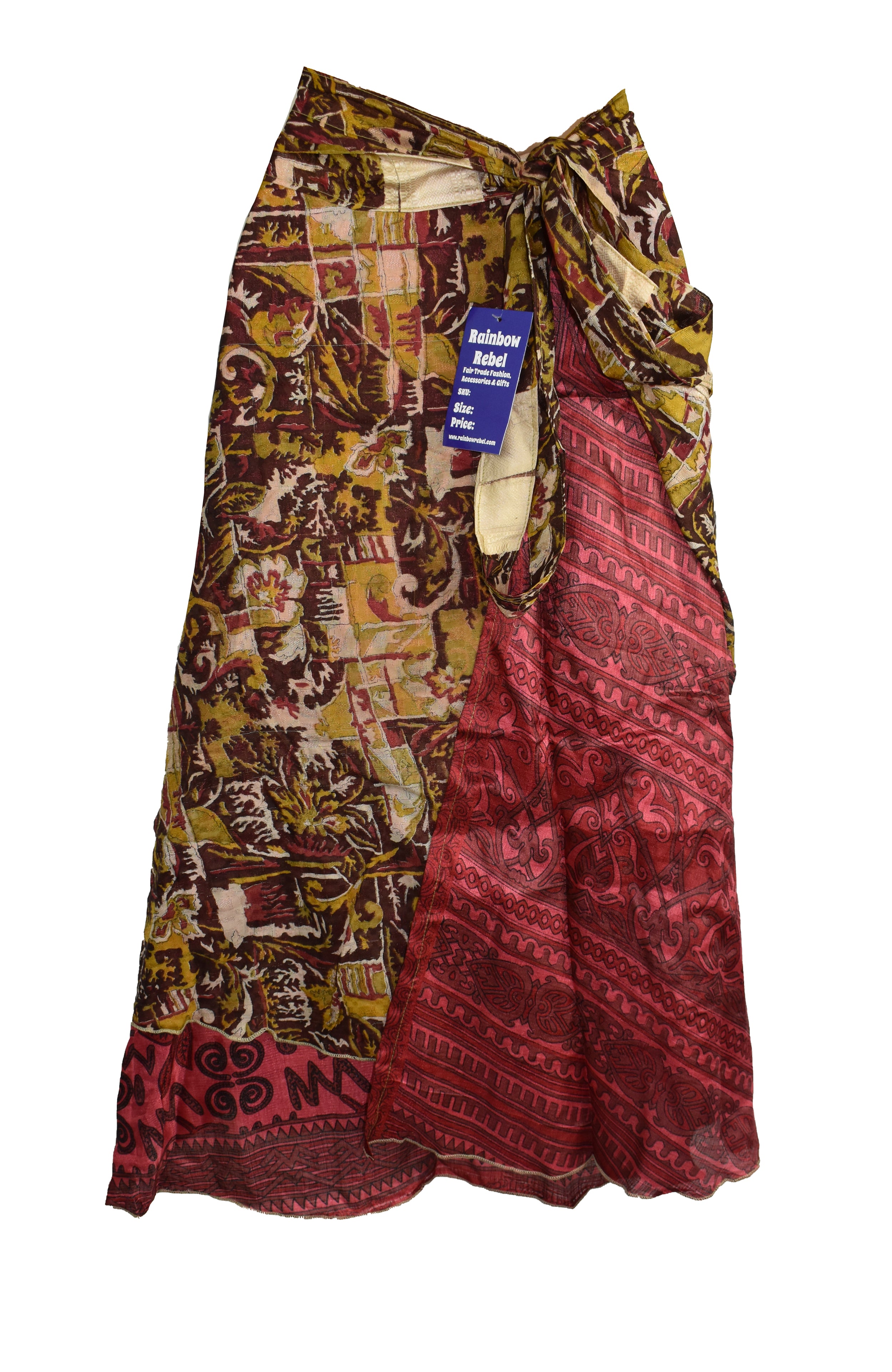 Tea Calf Length Sari Silk Wrap Skirt 48"