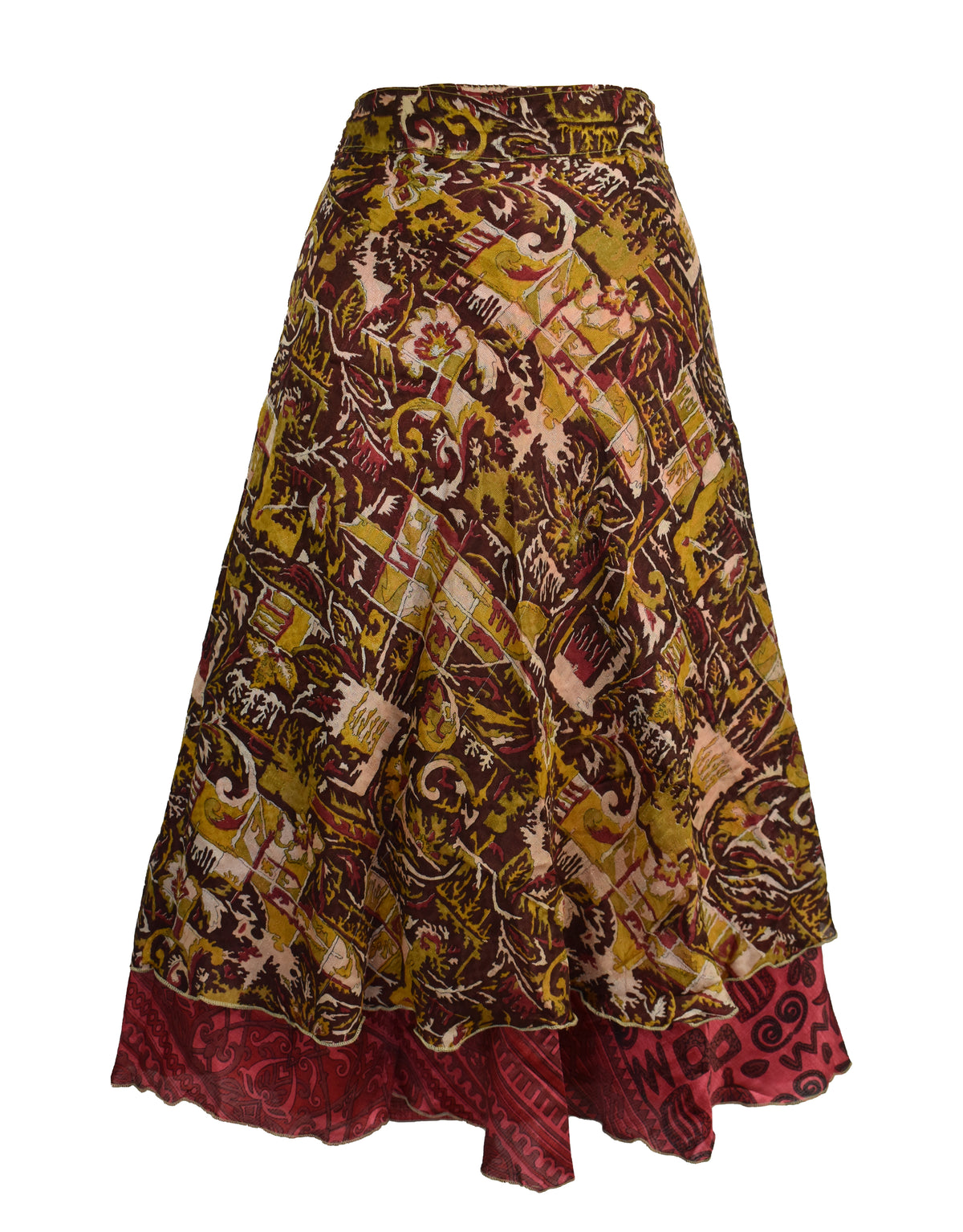 Tea Calf Length Sari Silk Wrap Skirt 48"