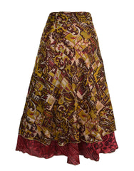 Tea Calf Length Sari Silk Wrap Skirt 48"
