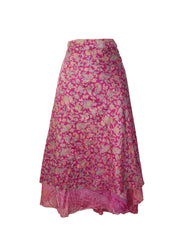 Tea Calf Length Sari Silk Wrap Skirt 58"