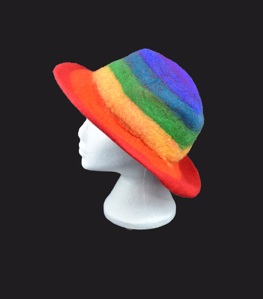 Round Rainbow Felt Hat