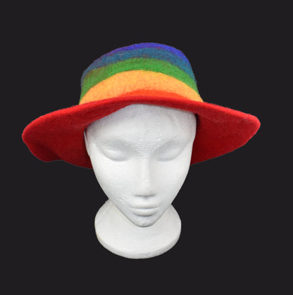 Round Rainbow Felt Hat