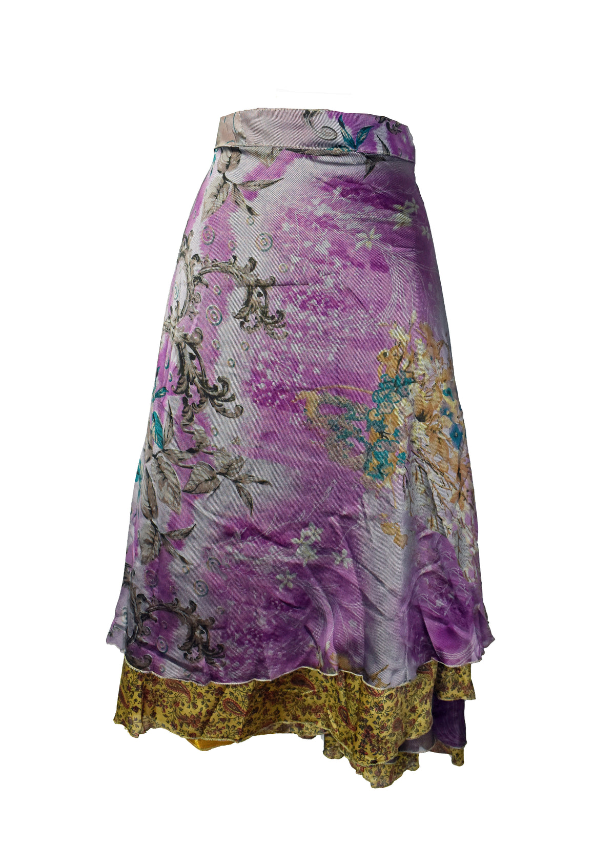 Tea Calf Length Sari Silk Wrap Skirt 60"