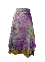 Tea Calf Length Sari Silk Wrap Skirt 60"