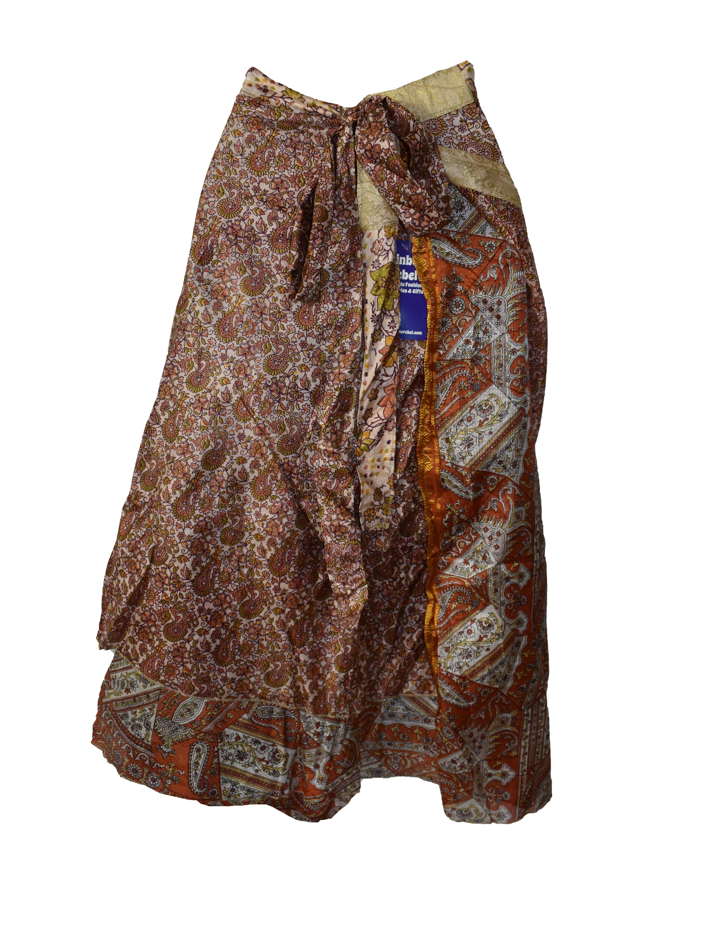 Tea Calf Length Sari Silk Wrap Skirt 58"