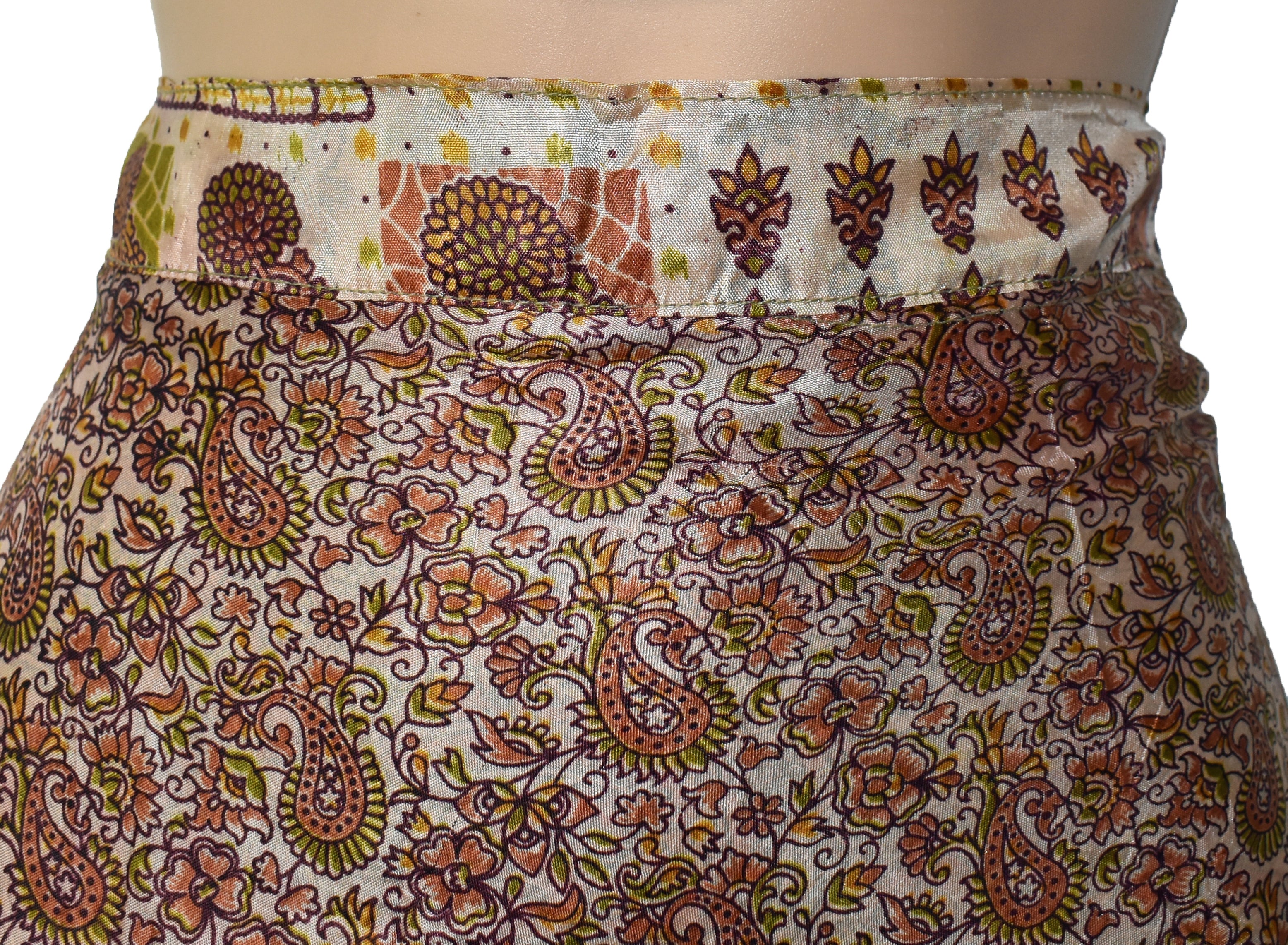 Tea Calf Length Sari Silk Wrap Skirt 58"
