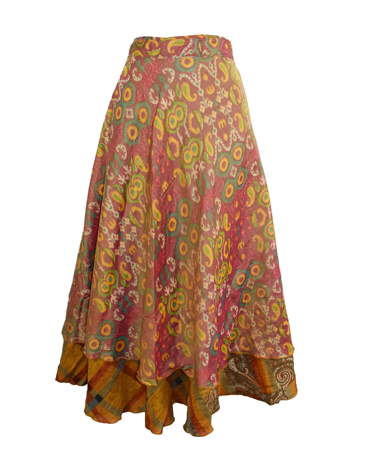 Sari Silk Wrap Skirt M 48"